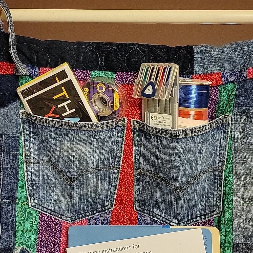 Upcycled Molly Made It Organizer Hand crafted denim & colorful quilted storage